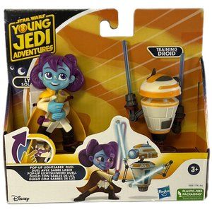 Disney/Hasbro Star Wars Young Jedi Pop-up Lightsaber Duel Lys Solay & Droid NIB